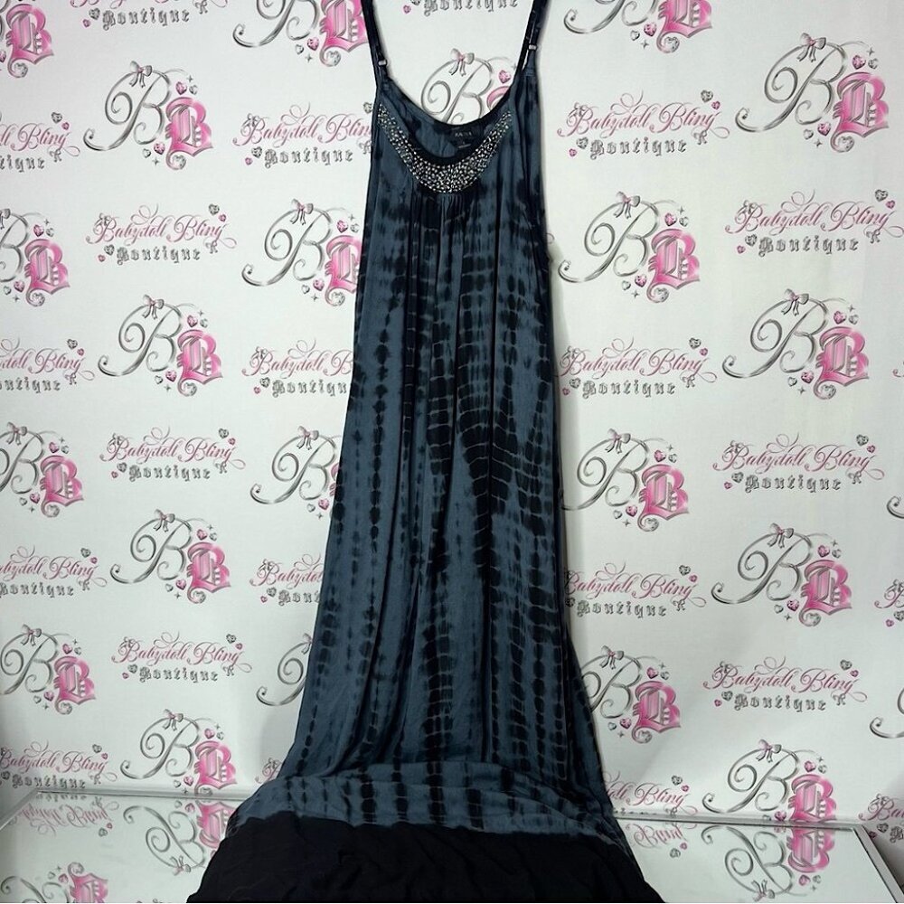 Raviya dress maxi long tie dye style sequins Black and Gray Embellished Dress